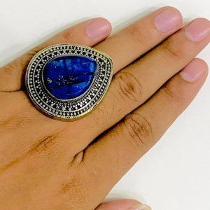 Handmade Lapis Lazuli Ring: Afghan Tribal Jewelry